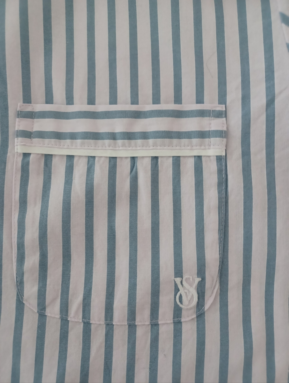 Victoria's Secret Blue Striped Cotton Pajama Top- Size L - Picture 5 of 7
